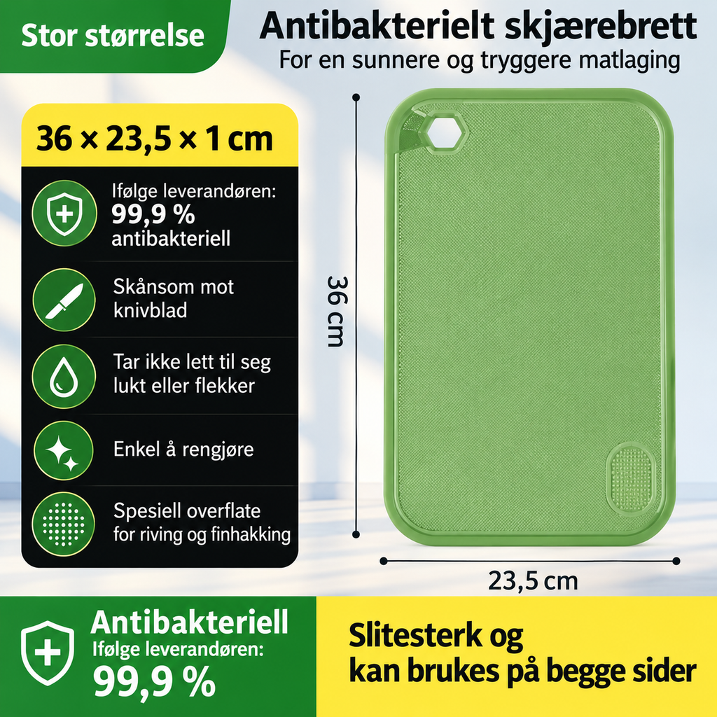 Antibakterielt skjærebrettsett for kjøkken