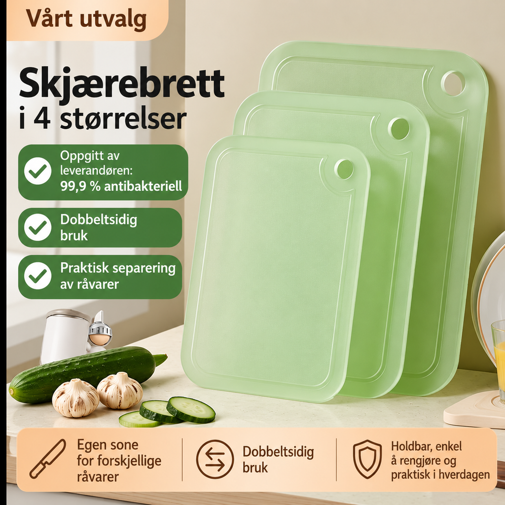 Antibakterielt skjærebrettsett for kjøkken