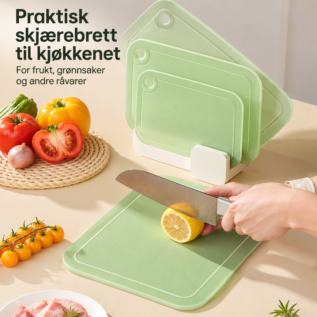 Antibakterielt skjærebrettsett for kjøkken