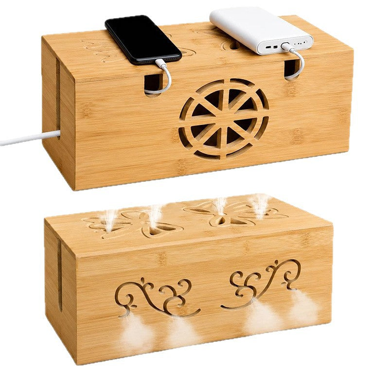 Bambus kabelboks for ryddig kabeloppbevaring