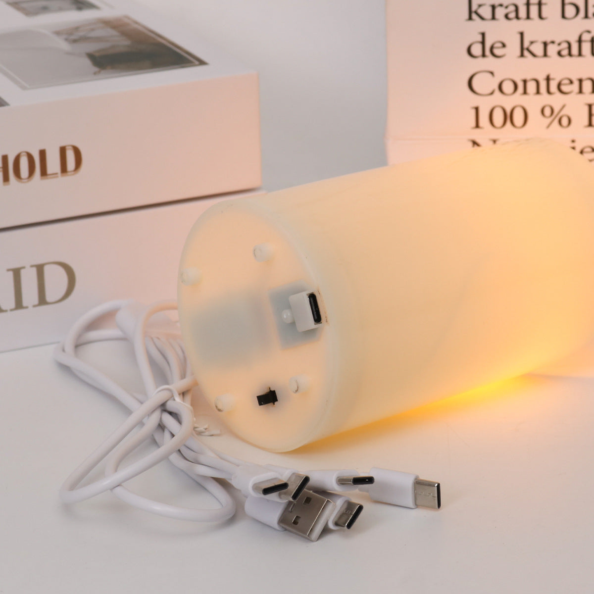 Oppladbart flammeløst LED-kubbelys med fjernkontroll
