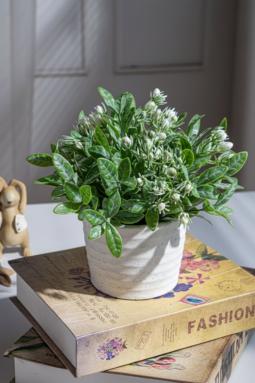 Kunstig grønn plante i potte