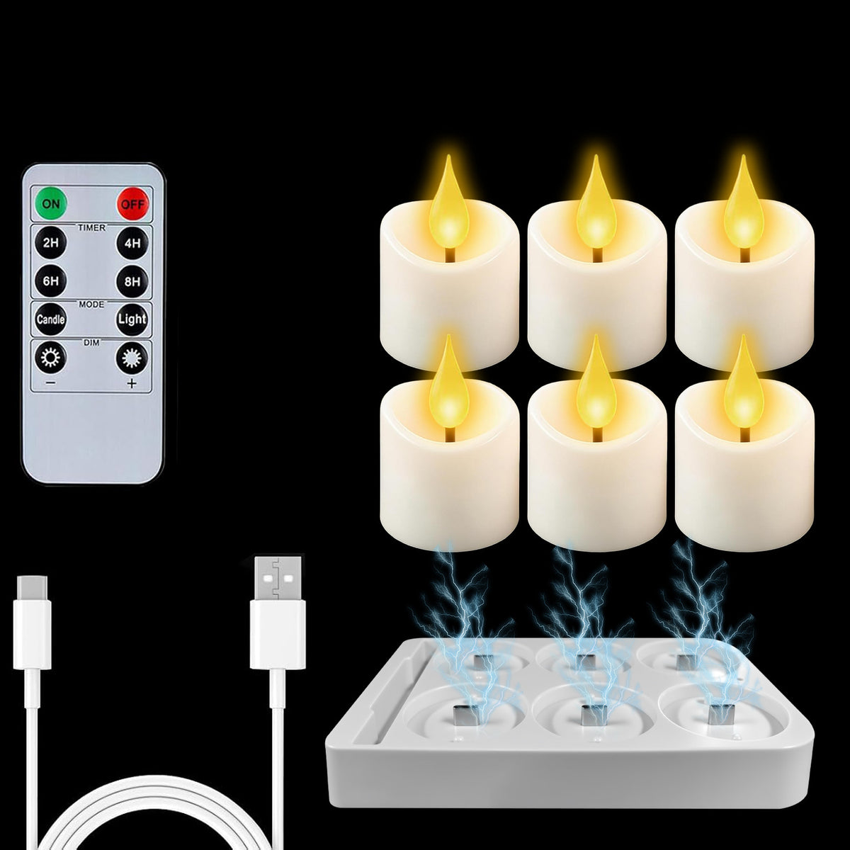 Oppladbare LED-lys med fjernkontroll