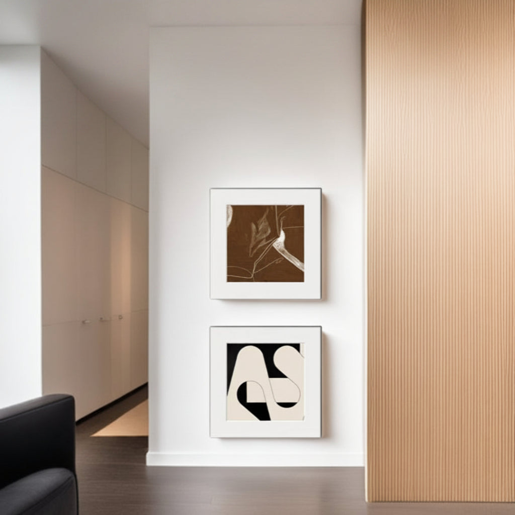 Minimalistisk veggkunst med abstrakt motiv