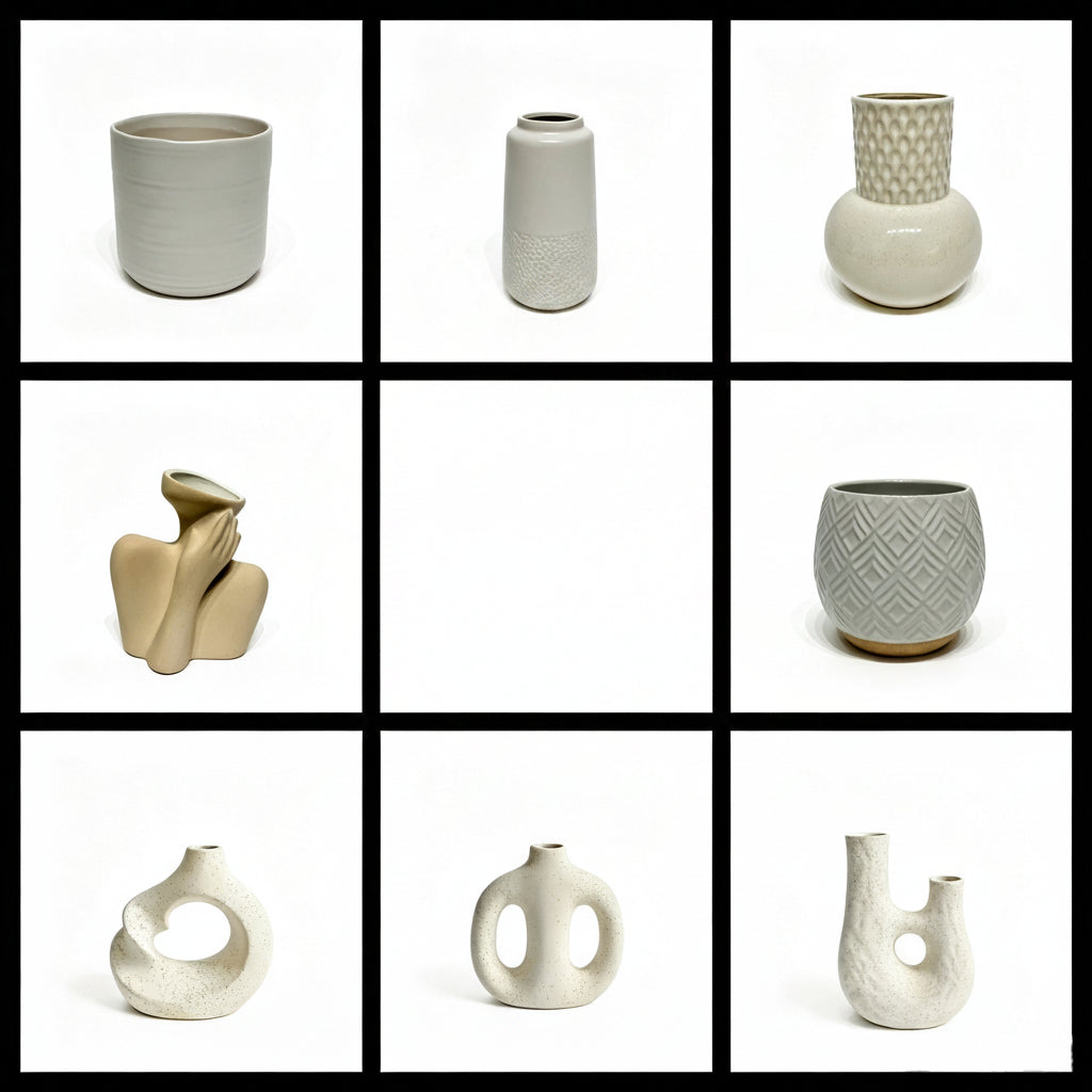 Dekorative keramikkvaser i moderne organisk design