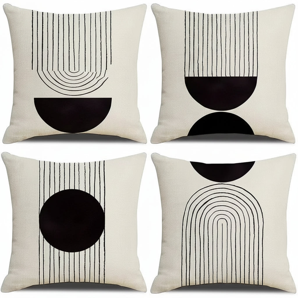 Dekorativt putetrekk med nordisk grafisk mønster