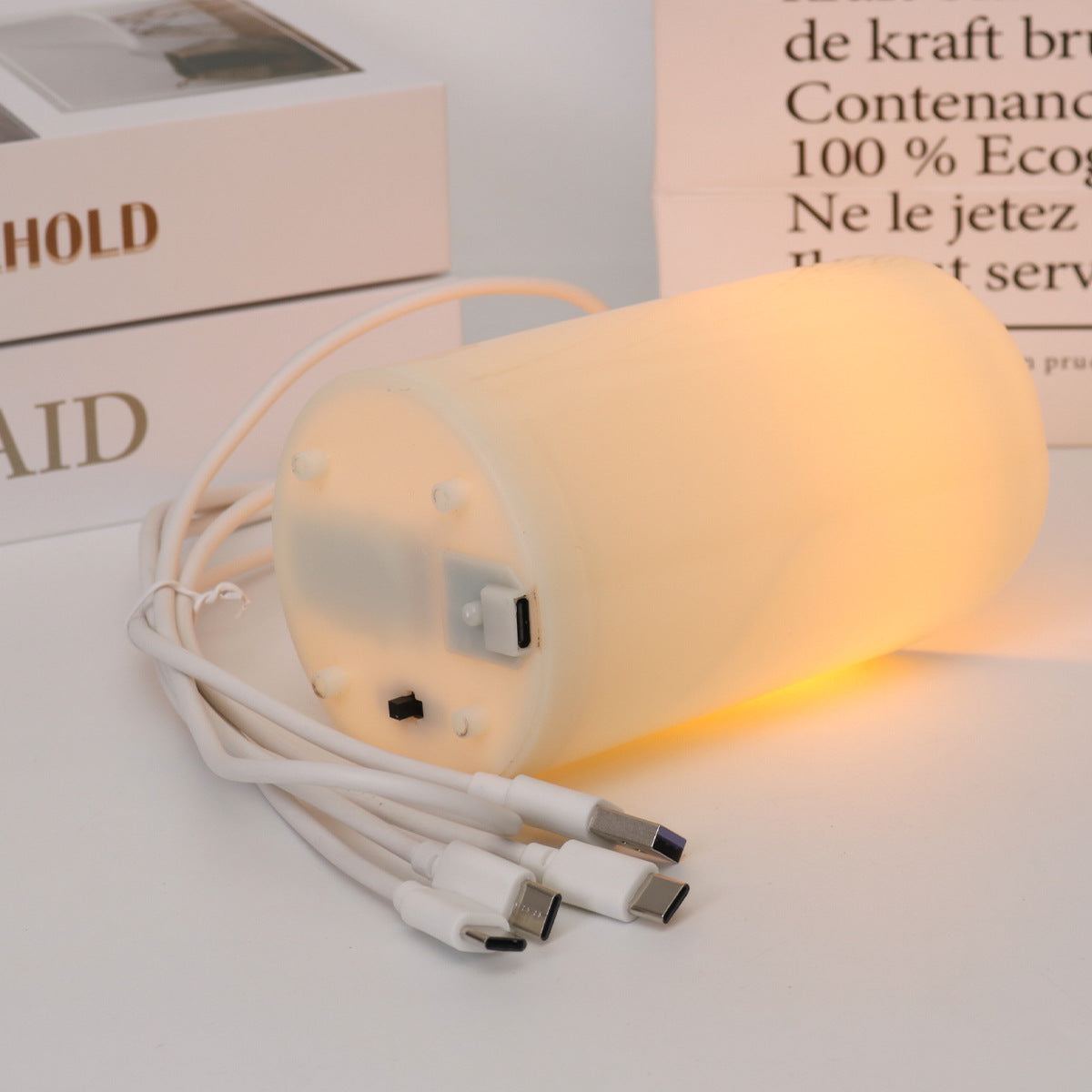 Oppladbart flammeløst LED-kubbelys med fjernkontroll